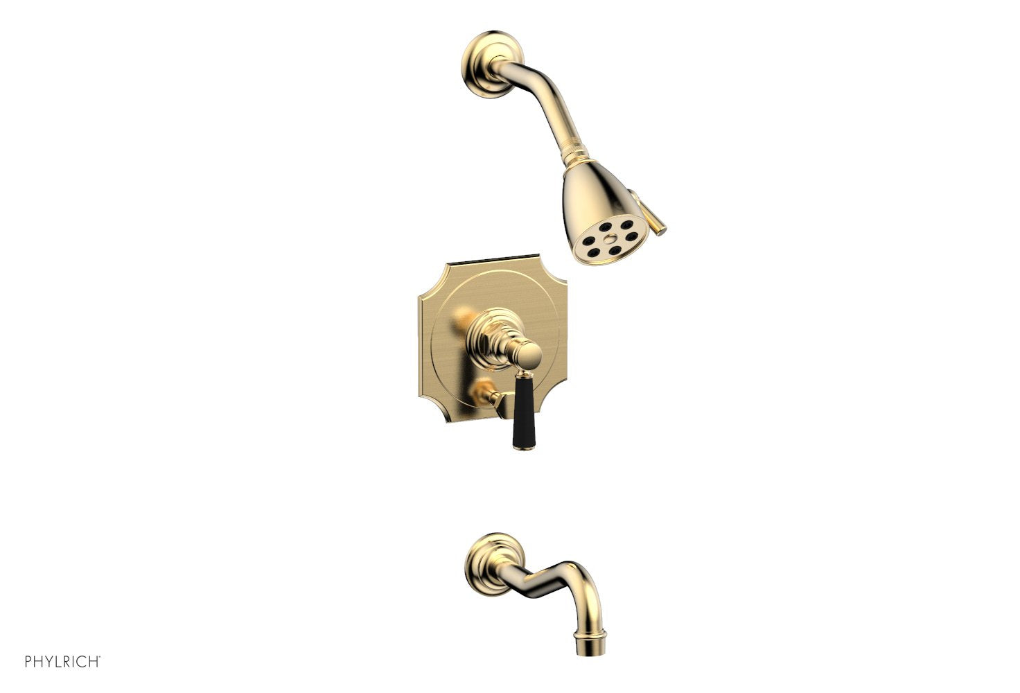 HENRI Pressure Balance Tub and Shower Set - Satin Black Lever Handle 161 30 | Bathroom Faucet for Modern Homes, Hotels & Spas
