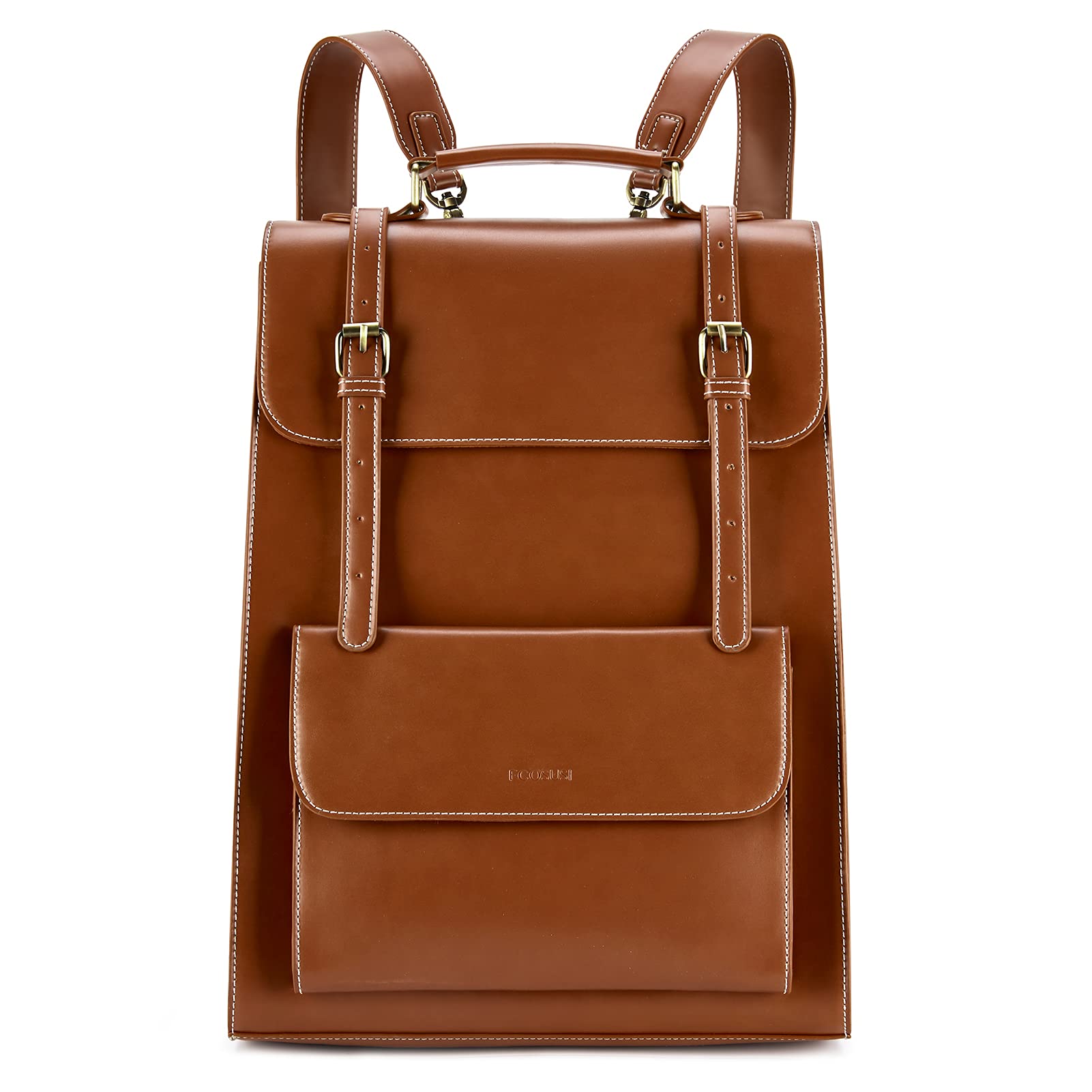 Vintage PU Leather Laptop Backpack for Women 15.6 Inch - Work & College