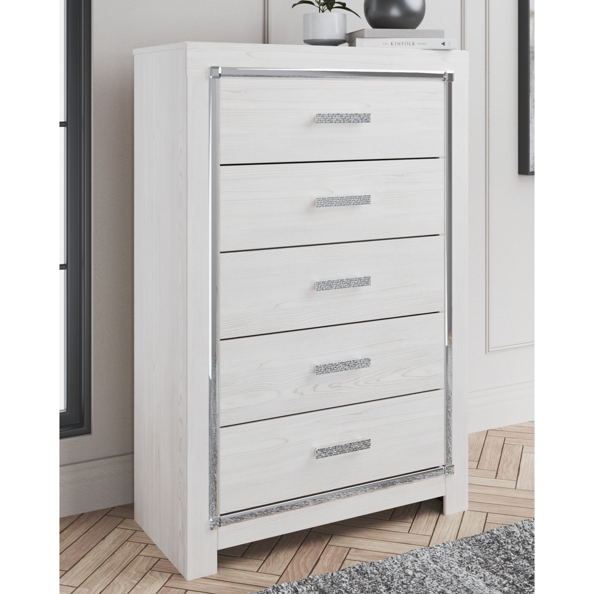 Altyra White Chest - Stylish and Durable Storage Solution for Bedroom, Living Room, or Office Organization