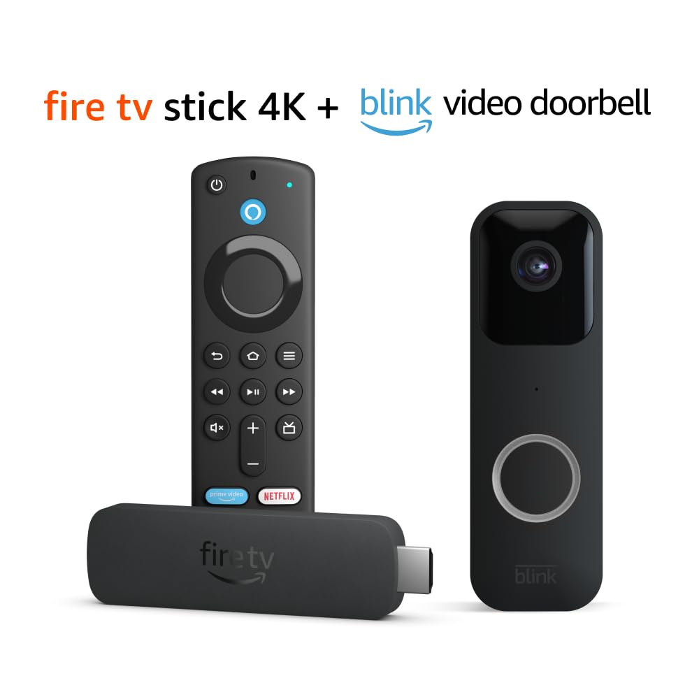Amazon Fire TV Stick 4K Streaming Device with Alexa Voice Remote | Includes Blink Video Doorbell for Home Security | Perfect for Smart Home Entertainment & Surveillance
