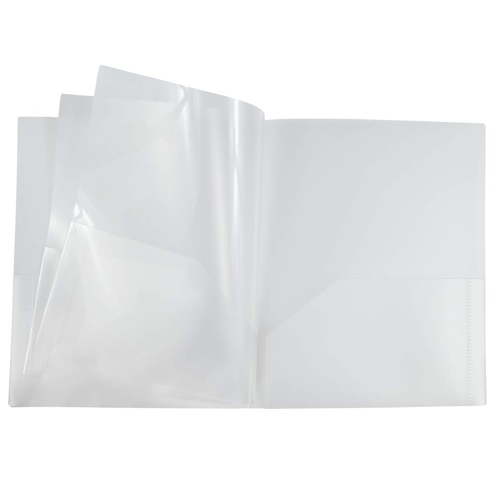 Heavy Duty Plastic Multi Pocket Folders - 6 Pocket Organizer - Clear - 72 Pack Bulk - Perfect for School, Office & Document Organization