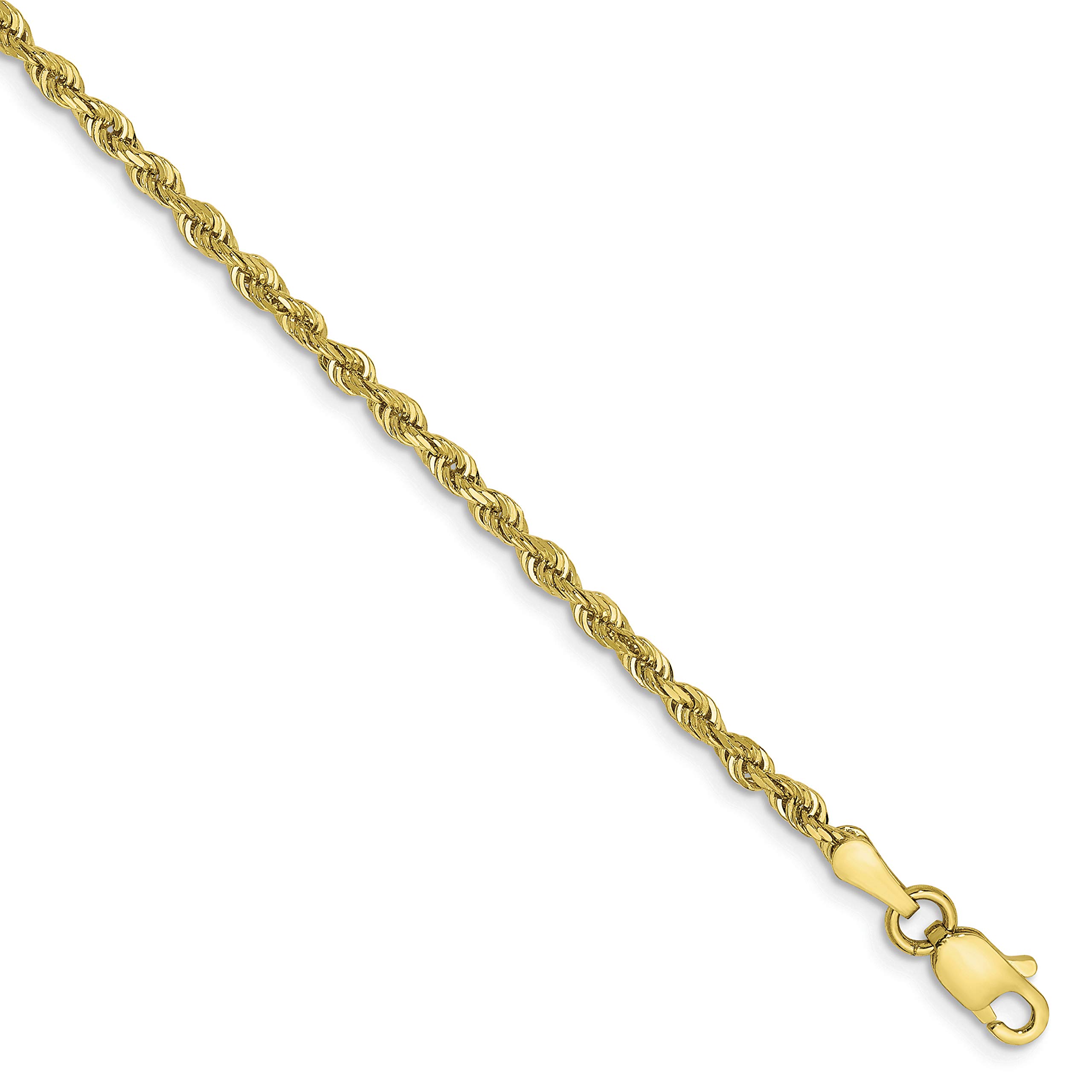 10k Yellow Gold 2.25mm Diamond Cut Quadruple Rope Chain Necklace for Men & Women - Perfect for Layering, Everyday Wear, and Special Occasions