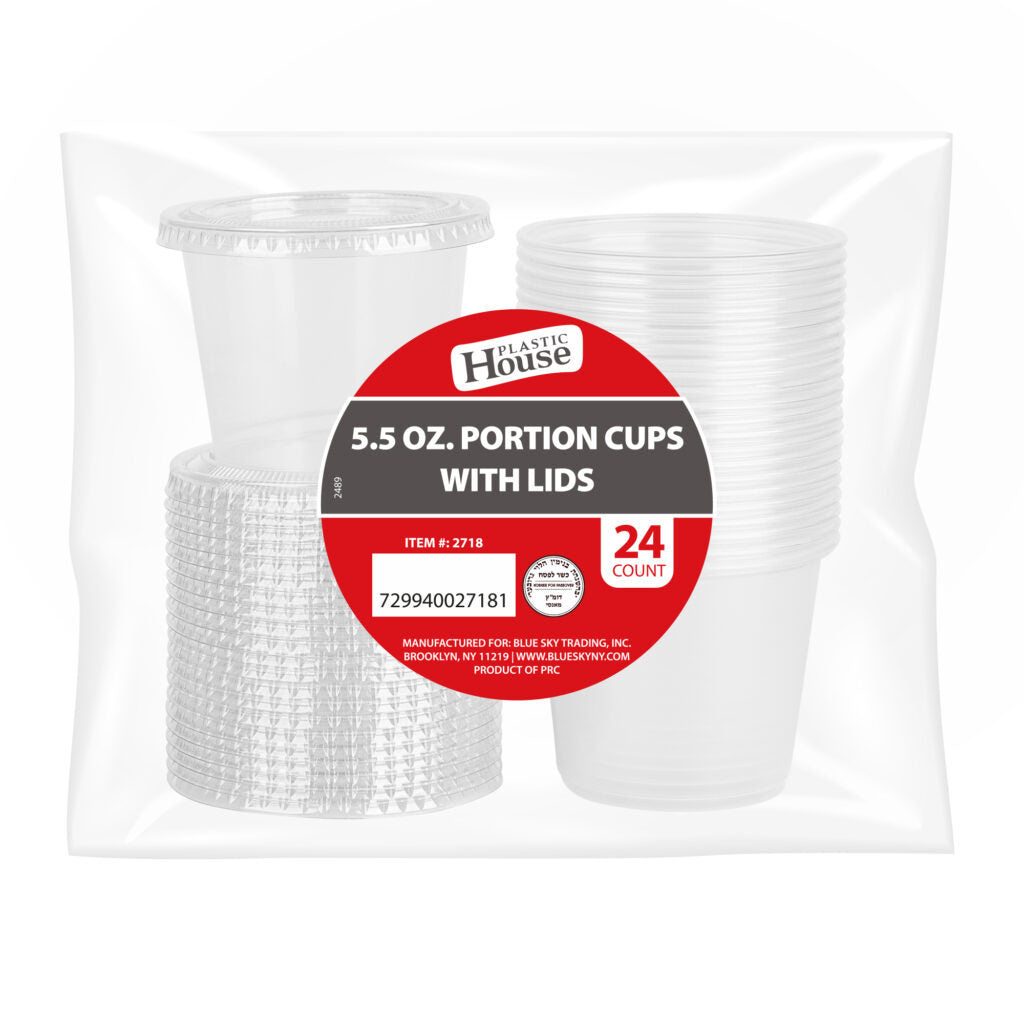 5.5 oz Clear Plastic Soufflé Portion Cups with Lids - Disposable Ramekins for Desserts, Snacks, Meal Prep & Party Serving - BPA Free Food Storage Containers