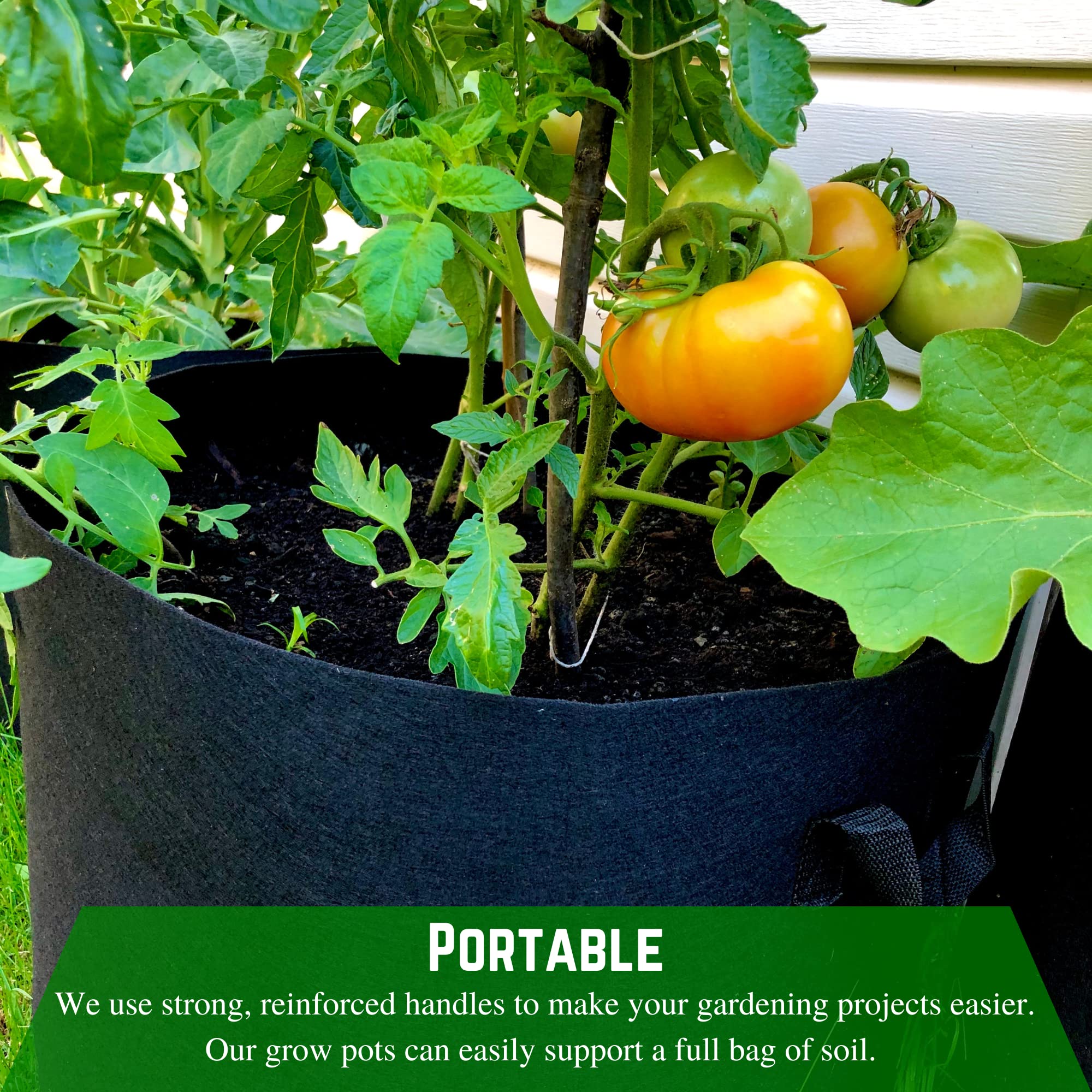 20 Gallon Fabric Grow Bags (10 Pack) - Heavy Duty Nonwoven Plant Pots with Handles for Gardening, Farming & Agriculture - Perfect for Vegetables, Flowers & Outdoor Container Gardening
