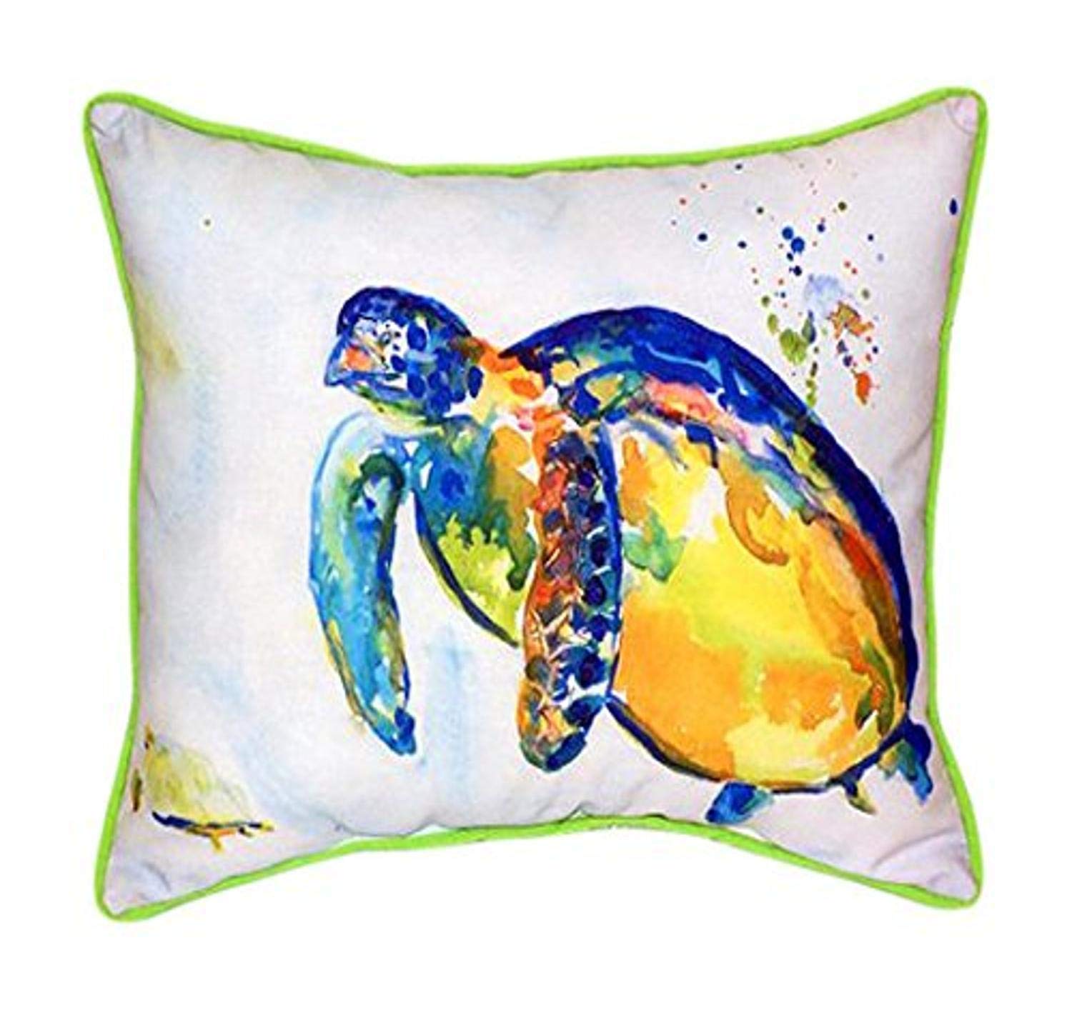 Betsy Drake Blue Sea Turtle II Decorative Throw Pillow Cover 20x24 Inches - Waterproof Indoor Outdoor Cushion for Patio, Porch, Poolside & Beach House Decor