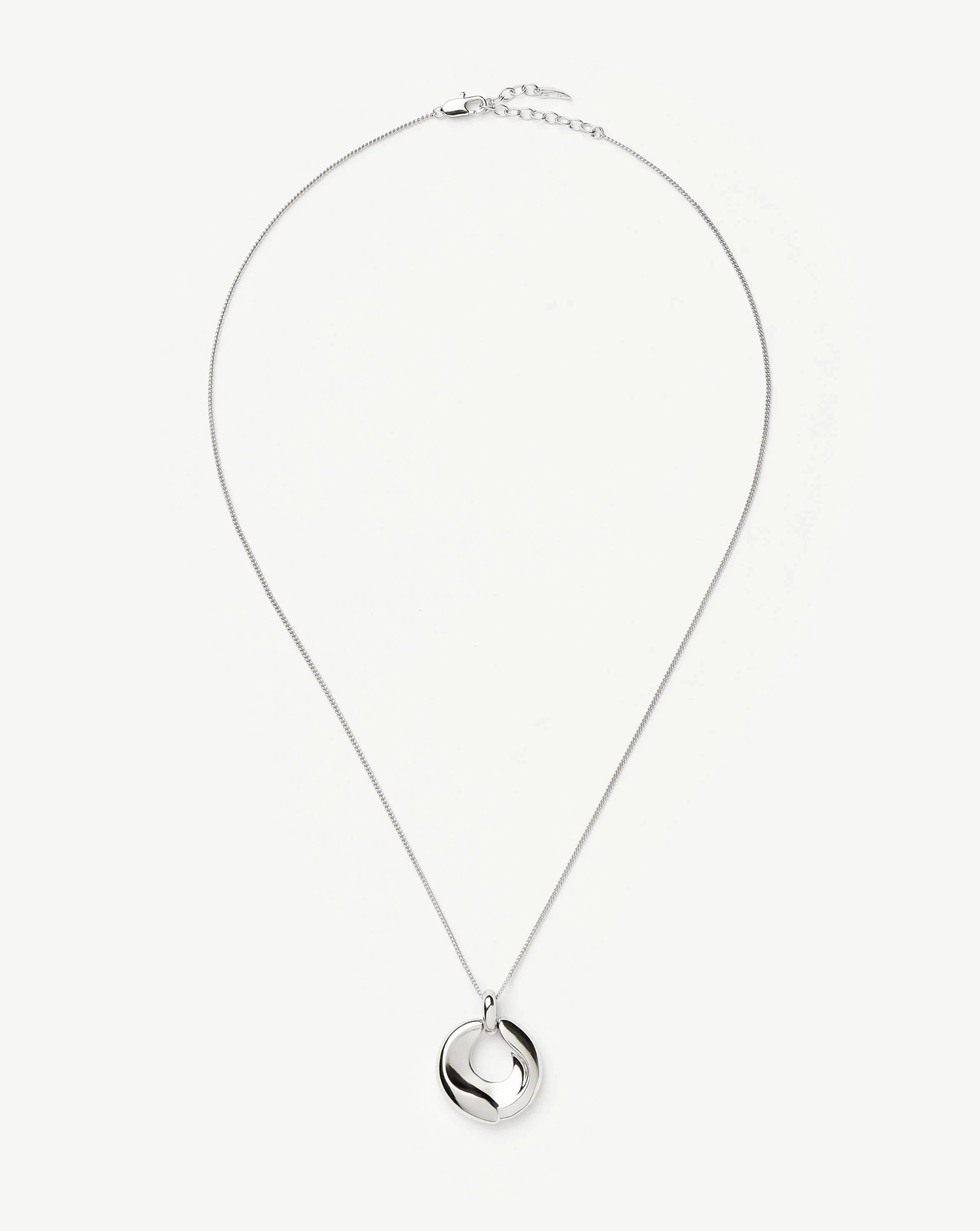 Elegant Sculptural Ridge Molten Pendant Necklace - Silver Plated Statement Jewelry for Women | Perfect for Evening Parties, Date Nights & Special Occasions