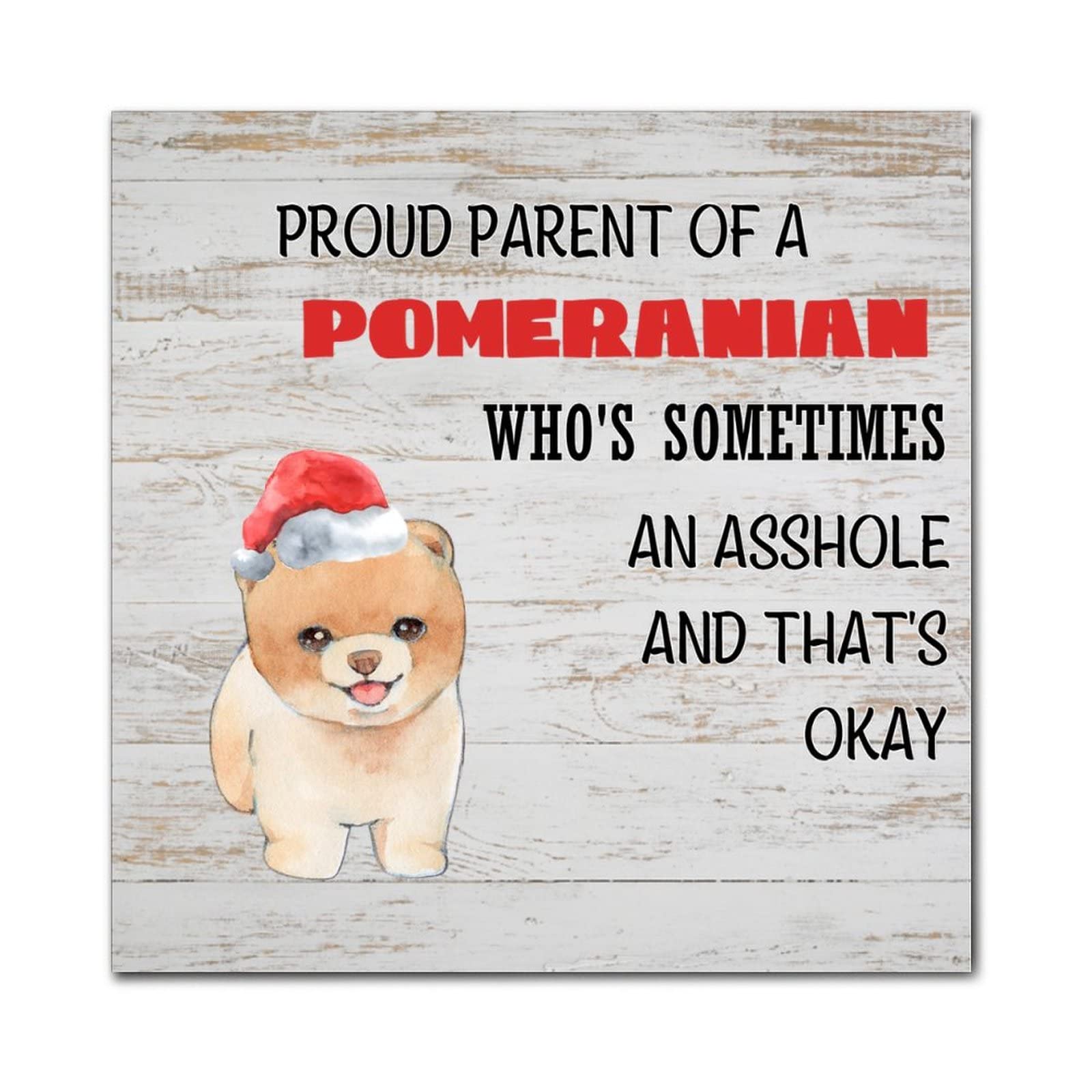 Funny Dog Parent Sign - Wooden Wall Decor for Proud Pomeranian Owners | Gift for New Puppy Mom & Dog Dad | 12x12 Inch Pet Quote Plaque | Perfect for Nursery, Living Room & Dog Lover's Home Decor