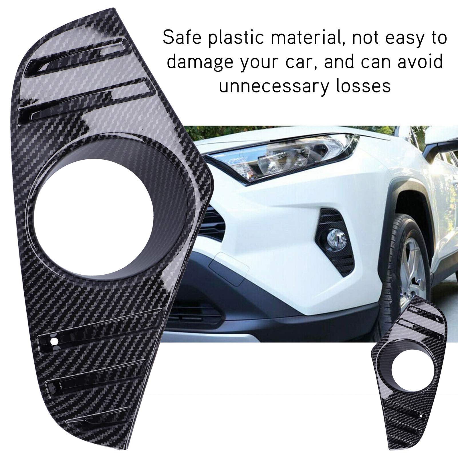 **Ymiko 2Pcs Carbon Fiber Fog Light Covers - Compatible with 2019-2021 Models | Durable Front Lamp Decorative Trims for Enhanced Style & Protection | Perfect for Off-Roading, Night Driving & Car Customization**