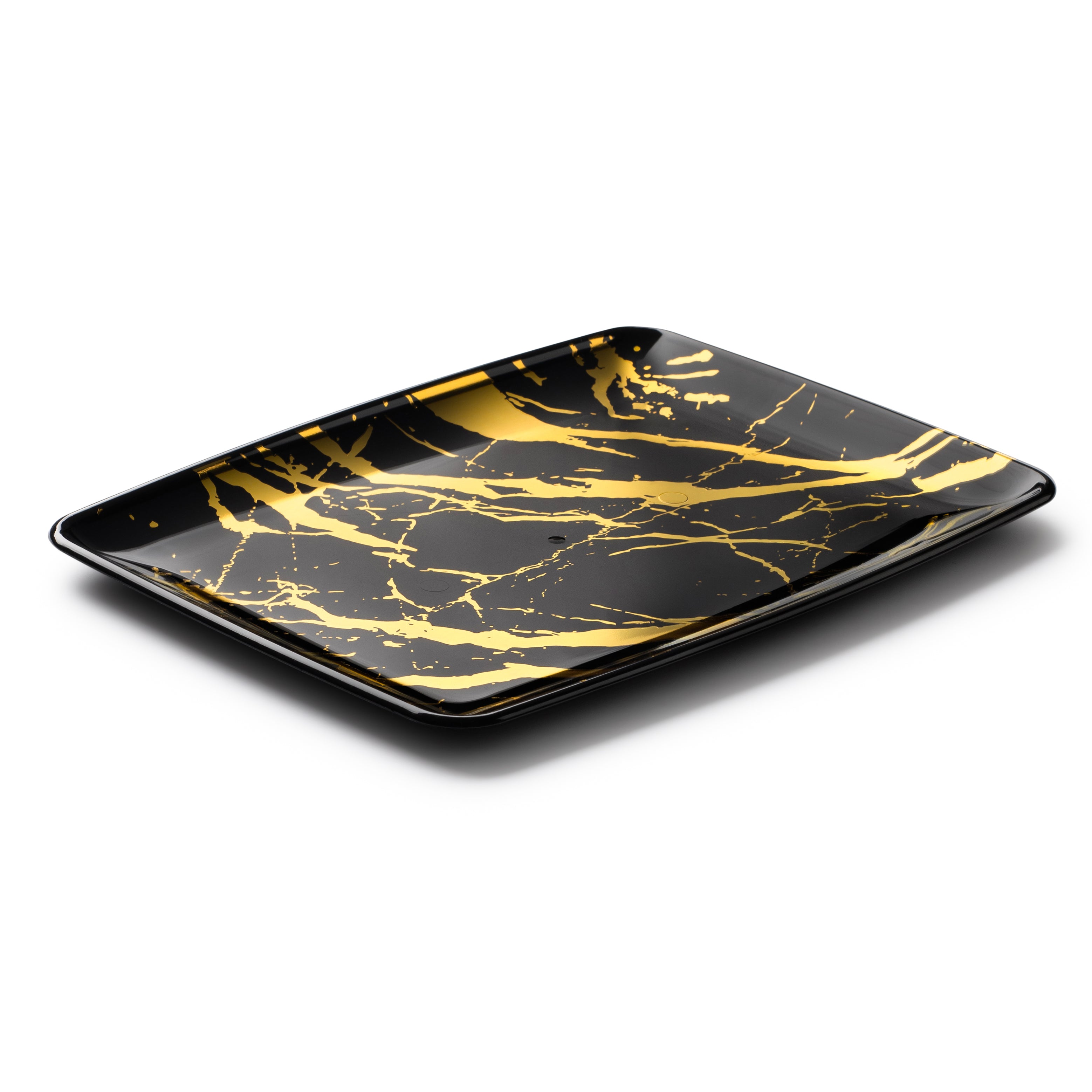 Elegant Marble Black & Gold Rectangle Serving Tray Set of 2 - Perfect for Dinner Parties, Weddings & Holiday Entertaining