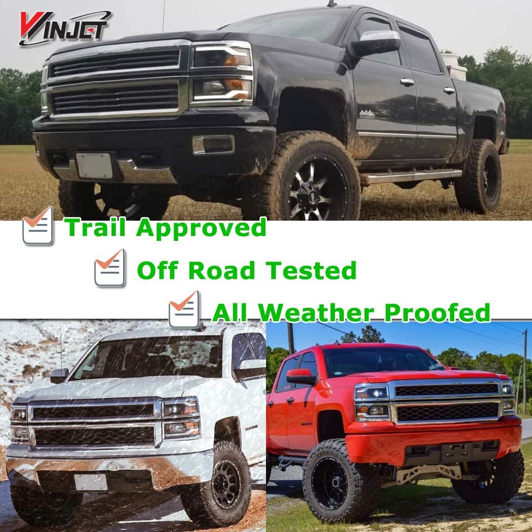 Winjet LED DRL Bar Projector Headlights Compatible with 2014-2015 Chevrolet Silverado 1500 - Upgrade Your Truck Lighting for Night Driving & Off-Road Adventures