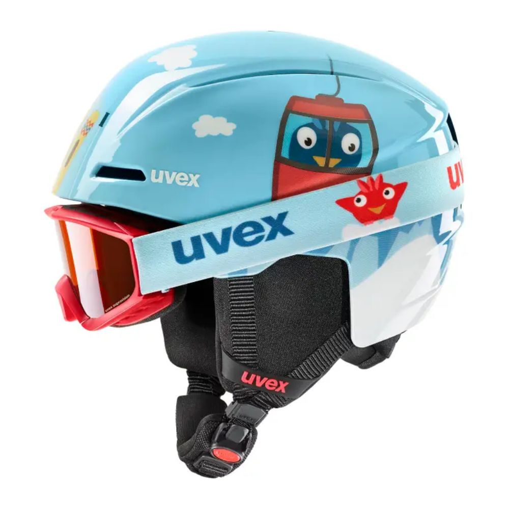 Uvex Viti Ski Helmet and Goggle Set - Light Blue Birdy 46-50cm - Perfect for Skiing, Snowboarding & Winter Sports Protection