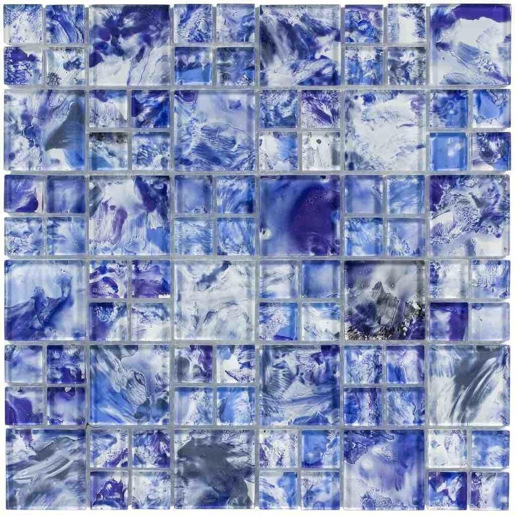 Pool Glass Tile Mosaic - Deep Ocean Blue Pattern for Swimming Pools, Backyard Decor & Spa Designs