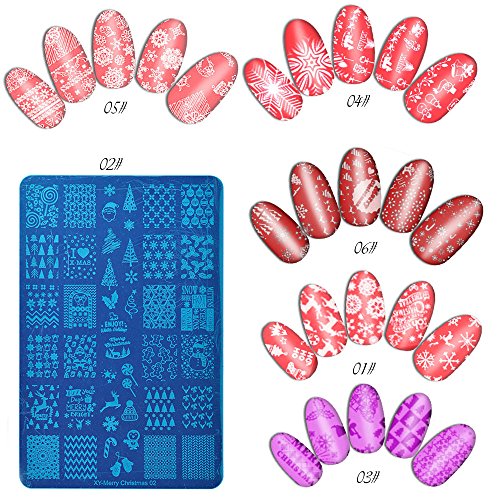 Best DIY Christmas Nail Art Stamping Plates Set - Professional Manicure Templates for Holiday Nail Designs | Perfect for Christmas Parties, Gift Giving & Home Nail Salons
