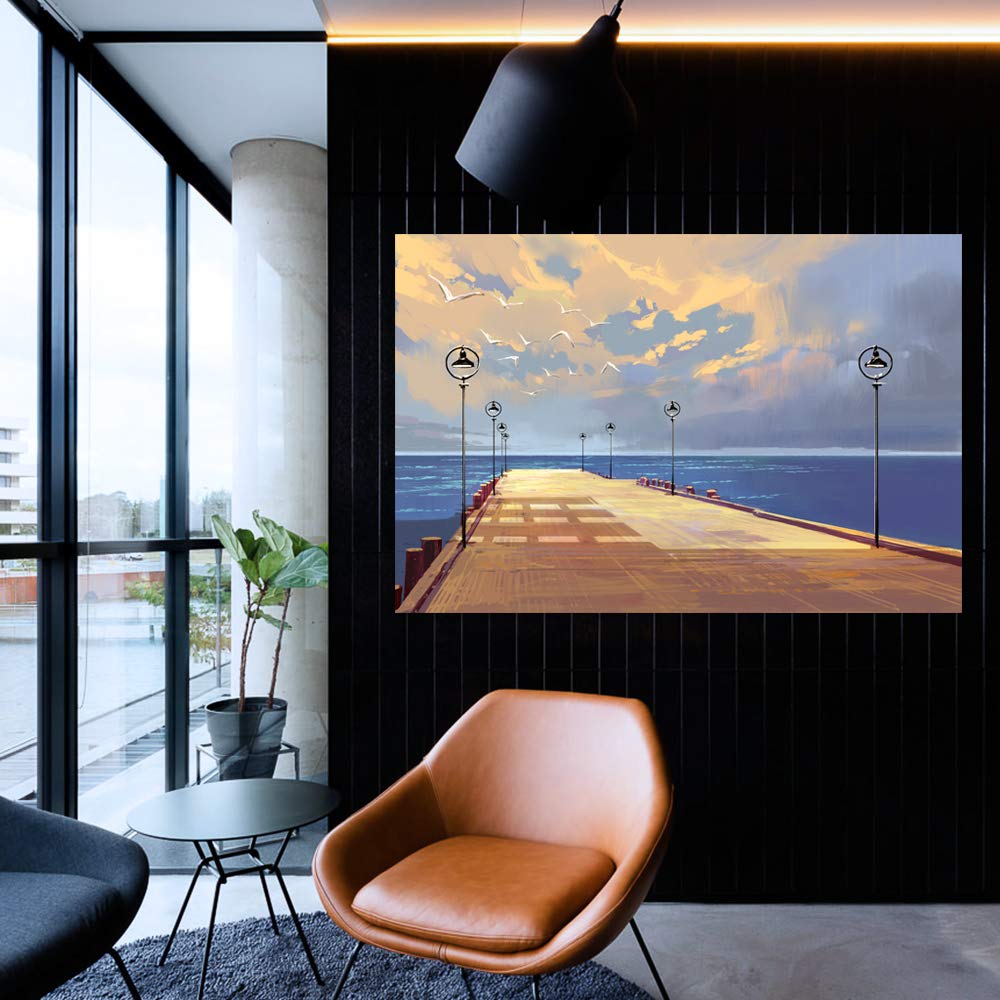 Wall26 Canvas Wall Art - The Future City Pictures, Modern Home Wall Decor for Bedroom, Living Room, Office - 32x48 Inches Framed Canvas Prints