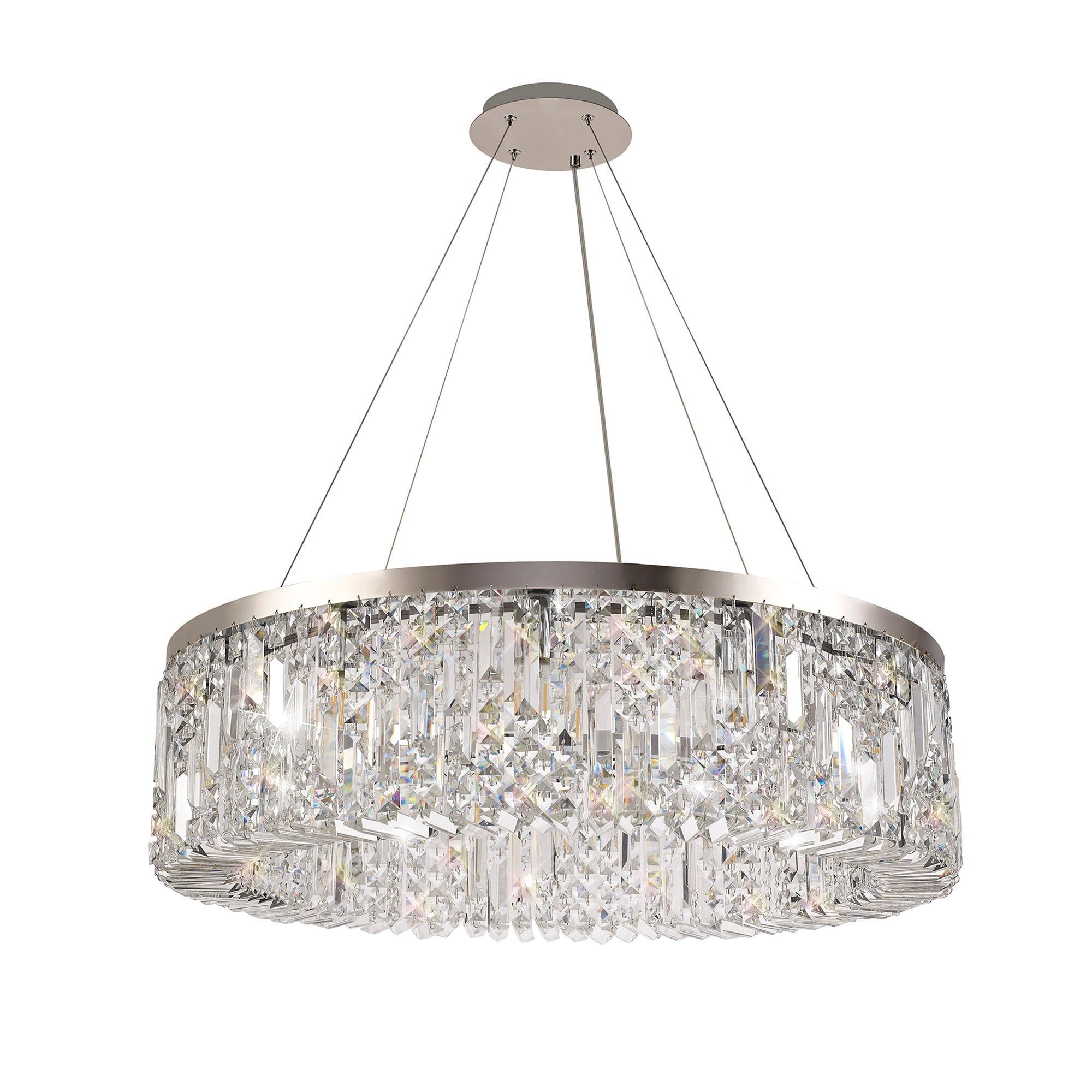 Ashby Small & Large Round Pendant Chandelier - 8 Light E14 Base - Gold & Crystal or Polished Chrome & Crystal - IP20 Rated - Perfect for Dining Room, Bedroom, or Entryway Lighting