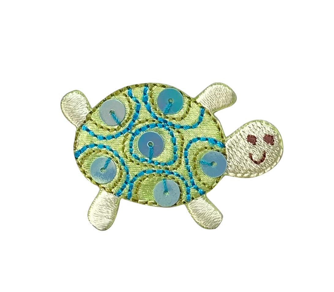 Sequin Turtle Embroidered Iron On Patch for DIY Clothing, Bags & Accessories - Sparkling Embellishment for Jackets, Jeans & Backpacks