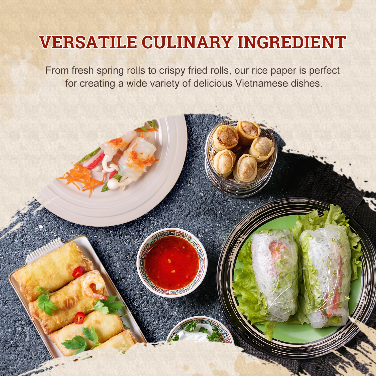 52USA Rice Paper Wrappers - 3 Pack (102 Sheets) | Gluten-Free, Vegan, Low Carb Spring Roll & Dumpling Wraps | 22cm Round Vietnamese Rice Paper for Fresh Rolls, Wontons & Asian Cuisine | Perfect for Home Cooking, Meal Prep & Healthy Snacks