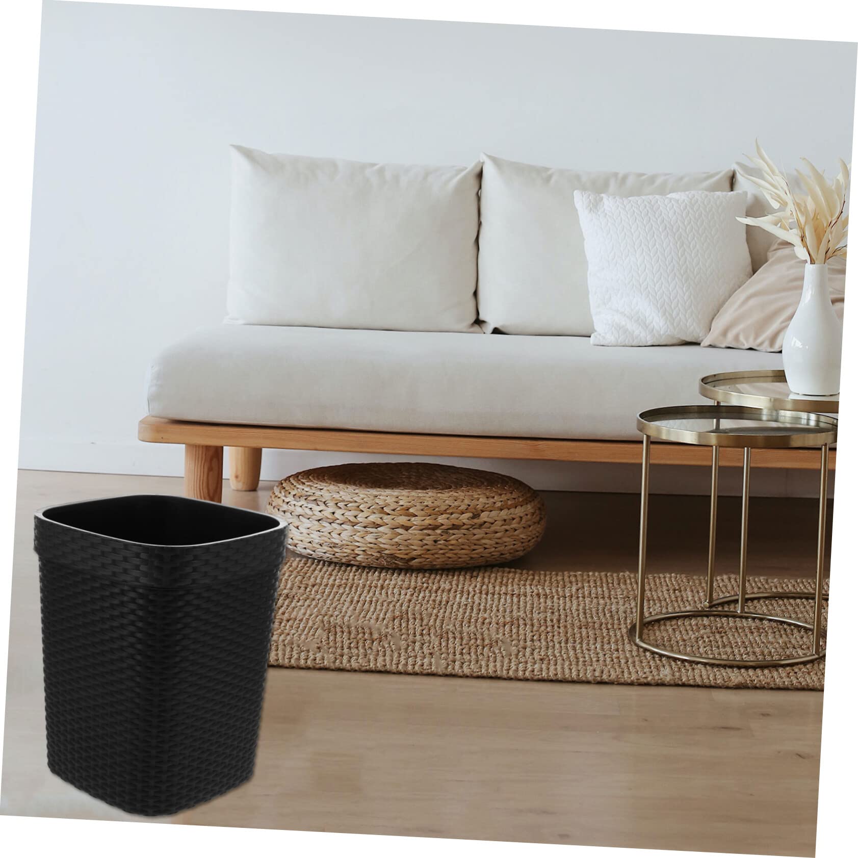 Operitacx Woven Waste Basket - 5L Plastic Trash Can for Home & Office Use | Eco-Friendly Small Garbage Bin for Desk, Bathroom, Kitchen & Bedroom | Modern Home Organization Accessory