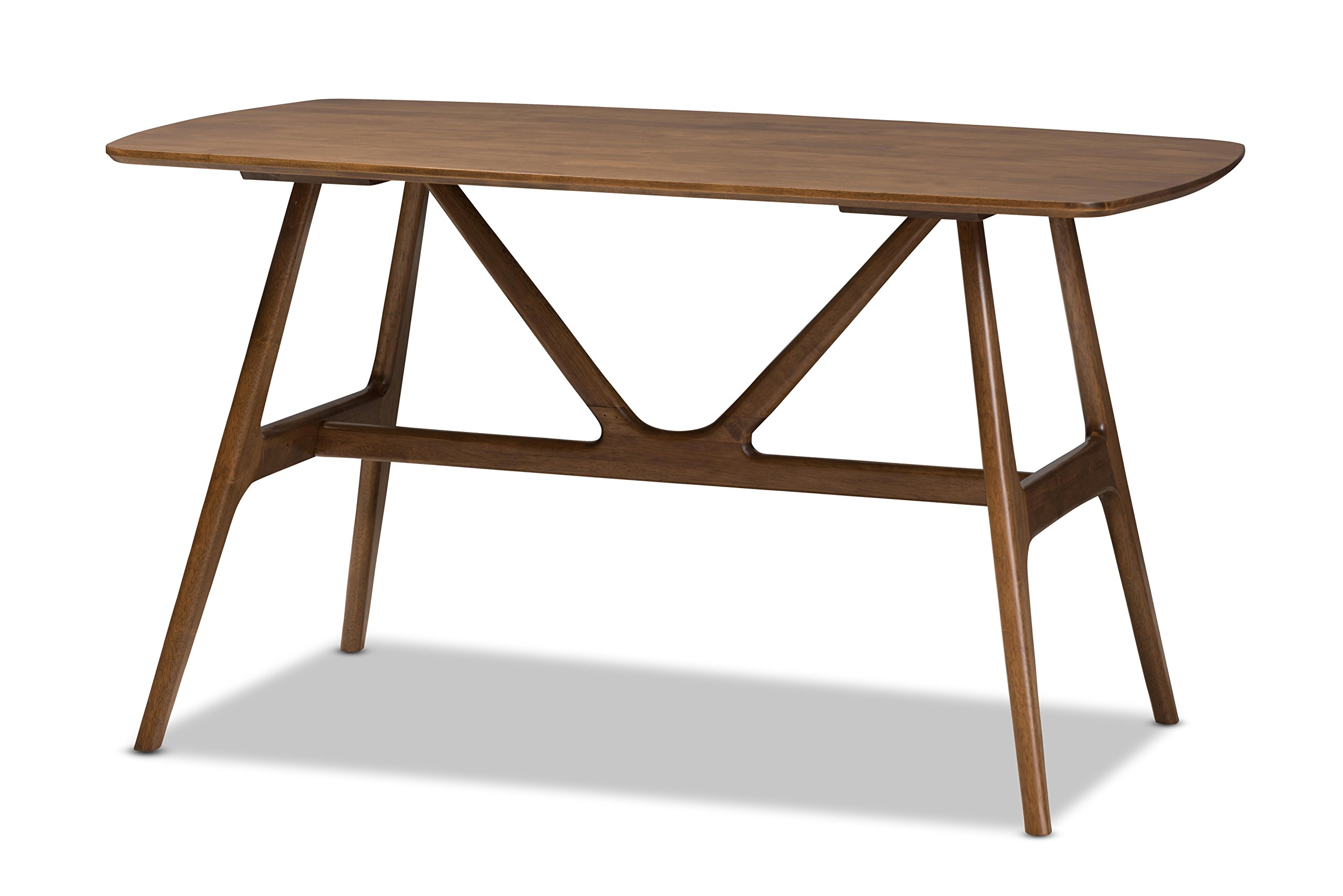 Baxton Studio Wyatt 5-Piece Dining Set - Solid Walnut Wood Table & Chairs for Modern Kitchen, Dining Room | Perfect for Family Meals & Entertaining Guests