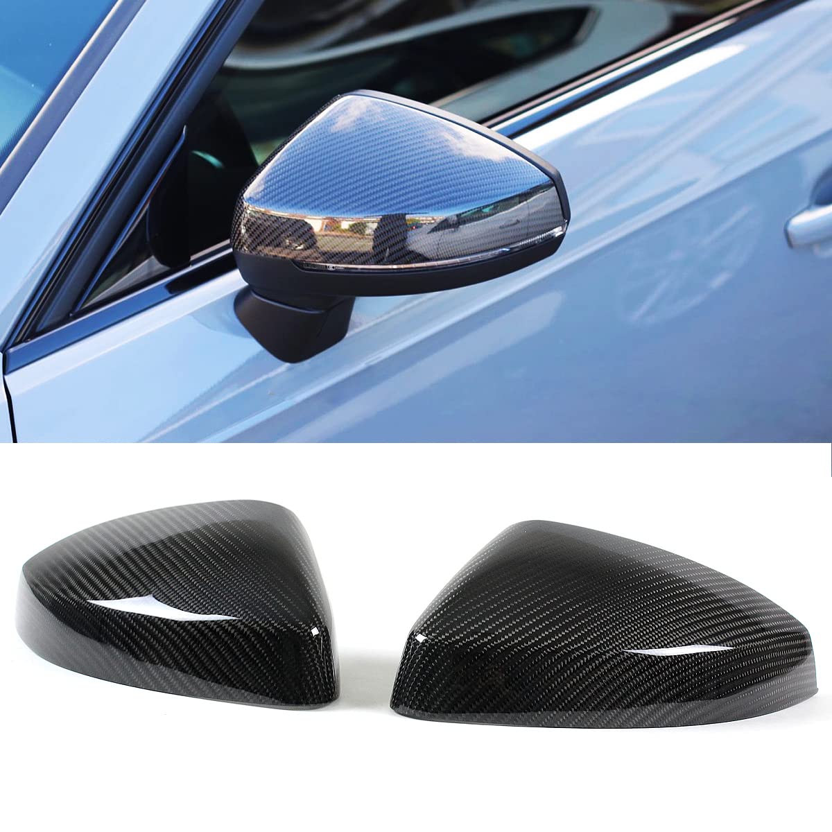 Carbon Fiber Side Mirror Covers for 2014-2018 Audi A3/S3/RS3 - Replacement Housing (Without Lane Assist) | Lightweight & Durable Exterior Upgrade for Street & Track Performance