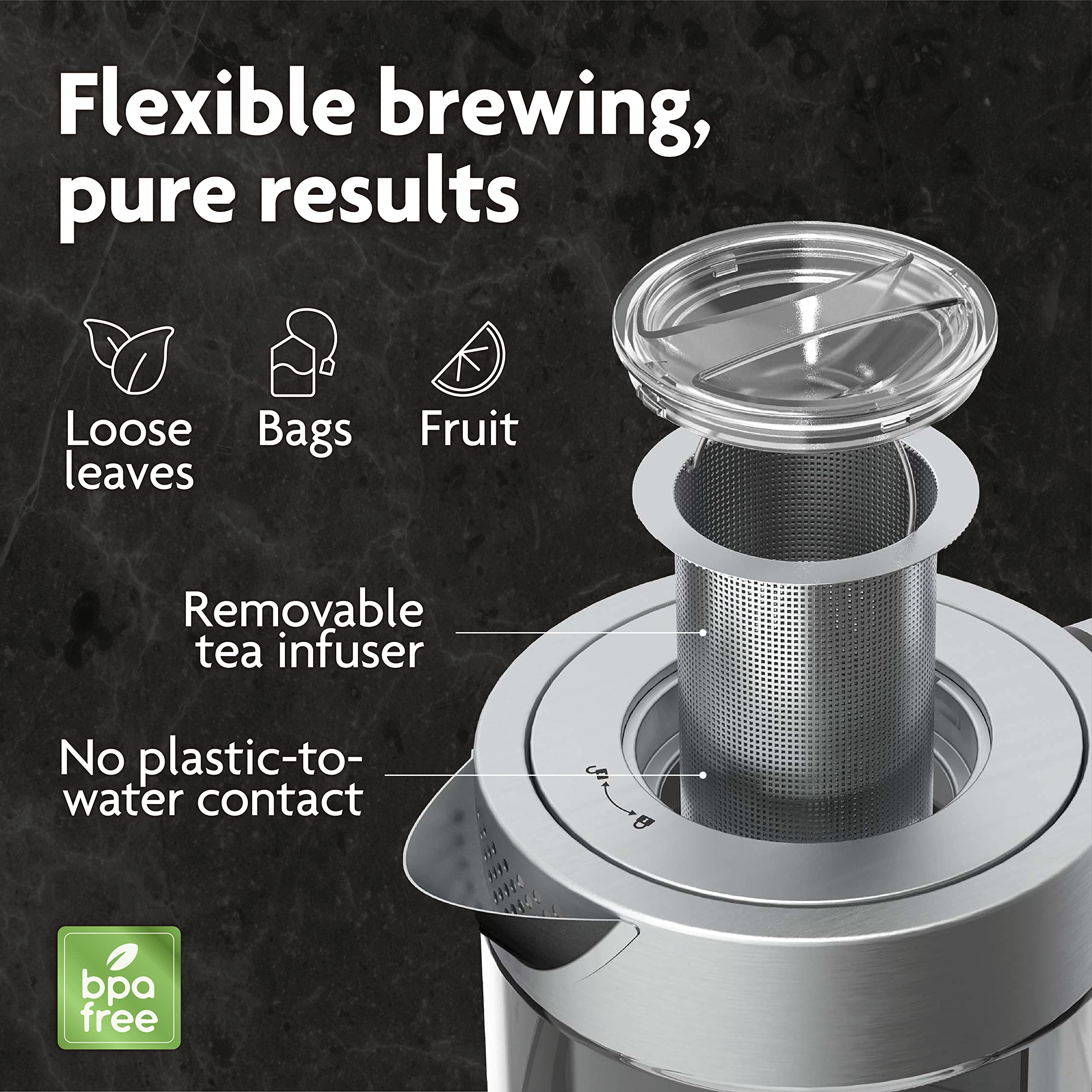 **Vianté Electric Kettle with Infuser - 1.5L Loose Leaf Tea Maker, Temperature Control & Auto Shut-Off, Brewing Programs - Perfect for Home, Office & Tea Enthusiasts**
