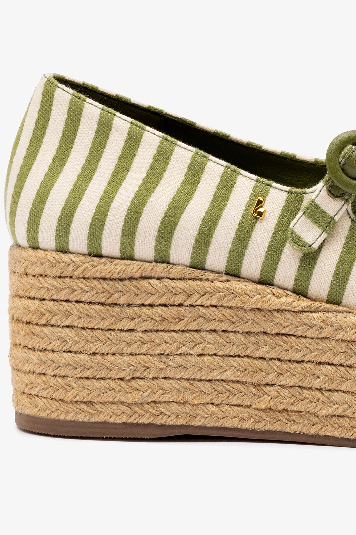 Blair Flatform Sandals in Seaweed Striped Fabric - Comfortable Summer Beach Shoes for Women | Perfect for Vacation, Poolside, and Casual Outings