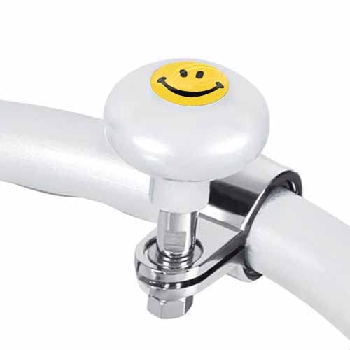 Pearl White Heavy Duty Steering Wheel Spinner Knob for Cars, Trucks, SUVs, Tractors & Boats - Easy Steering Control - Perfect for Hot Rods, Custom Vehicles & Big Rigs - Yellow Smile Face Design - Great for Off-Roading, Towing & Long-Distance Driving