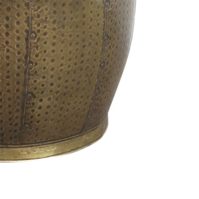 Handmade Brass Look Hammered Side Table - Metal End Table for Living Room & Entryway | Vintage Industrial Accent Table for Bedroom, Office & Small Spaces