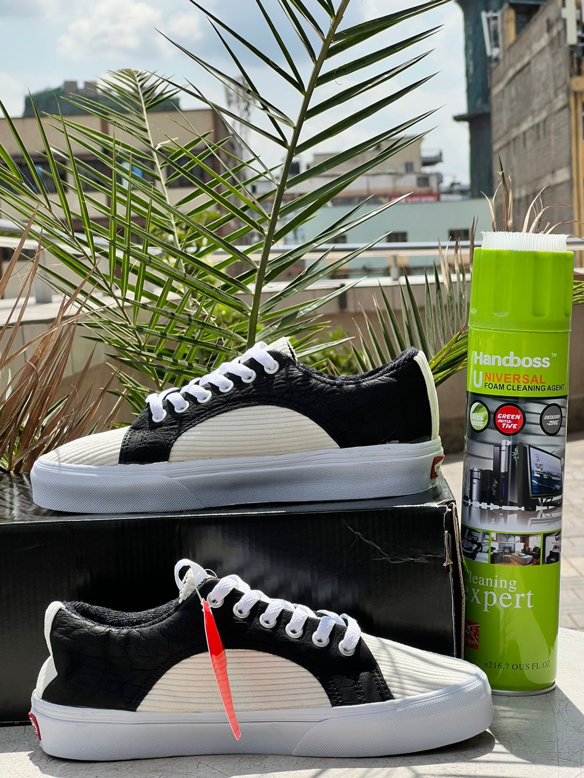 Vans Inspired Two Tone Ribbed Black & Cream Sneakers - Stylish Casual Shoes for Men & Women - Perfect for Streetwear, Skateboarding & Everyday Fashion