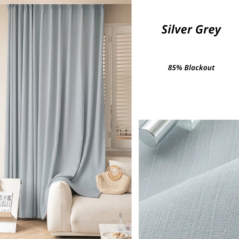 Natalie Chenille Crinkled Minimalist Room Darkening Custom Curtains - Blackout Window Drapes for Bedroom, Living Room & Home Decor