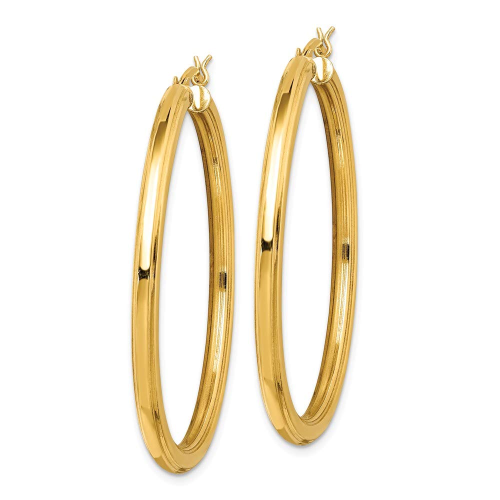 925 Sterling Silver Gold-Flashed 45mm Grooved Hoop Earrings for Women - Elegant Dangle Earrings for Party, Wedding & Everyday Wear