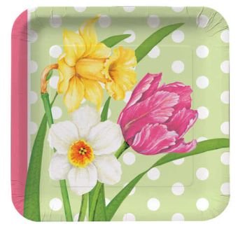 Polka Dot Garden 9-inch Plates Set - Colorful Melamine Dinner Plates for Outdoor Picnics, BBQs, and Party Decorations
