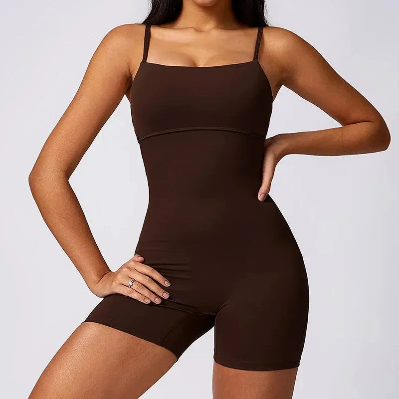 V Back One Piece Sports Jumpsuit for Women - Stretchy Gym Romper, Yoga & Workout Bodysuit - Perfect for Fitness, Yoga, and Activewear