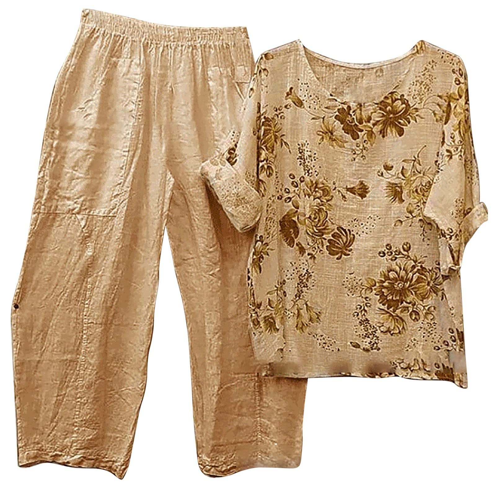 Women's Linen Pant Sets - Casual Summer 2 Piece Outfits with Short Sleeve Top & Dressy Pants | Perfect for Beach Vacations, Brunch Dates & Office Wear