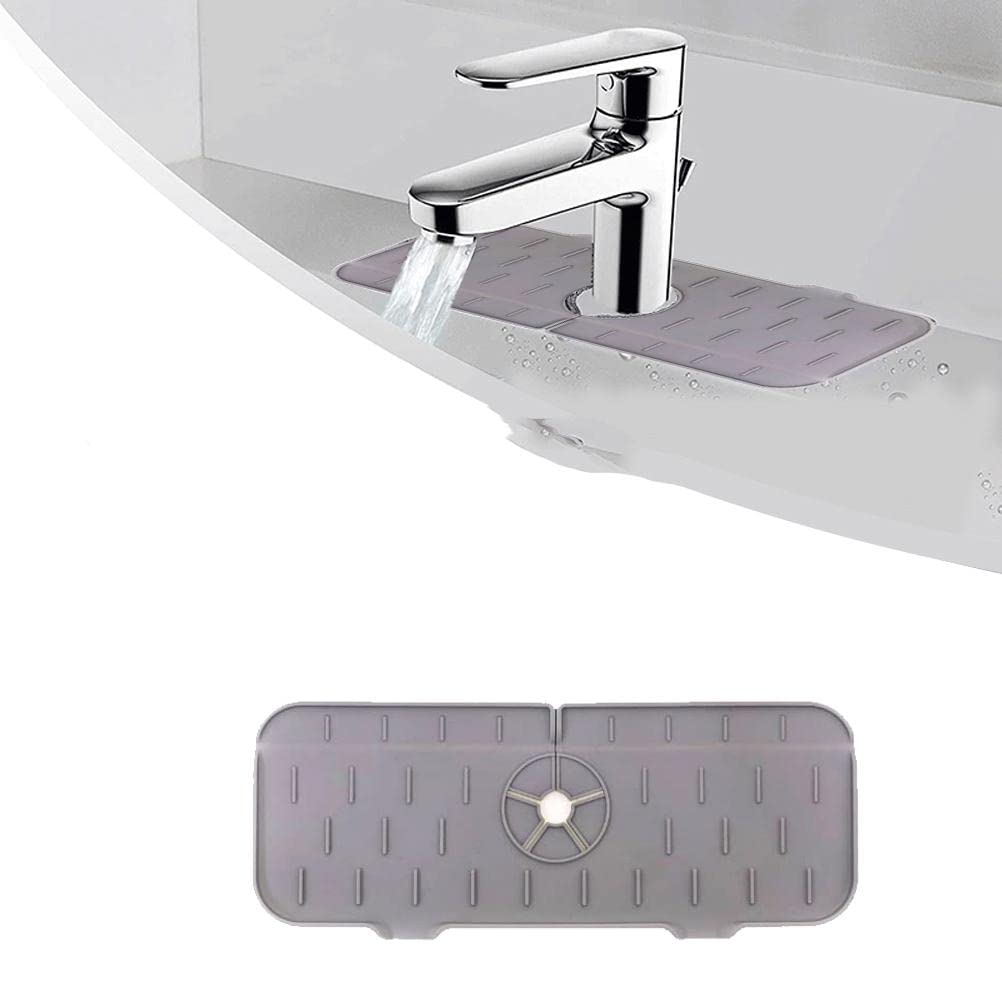 **Roexboz Silicone Kitchen Sink Splash Guard - Faucet Drip Catcher Tray & Absorbent Mat - Sink Protector for Kitchen, Bathroom, RV, and Island - Prevents Water Spills & Keeps Countertops Dry**