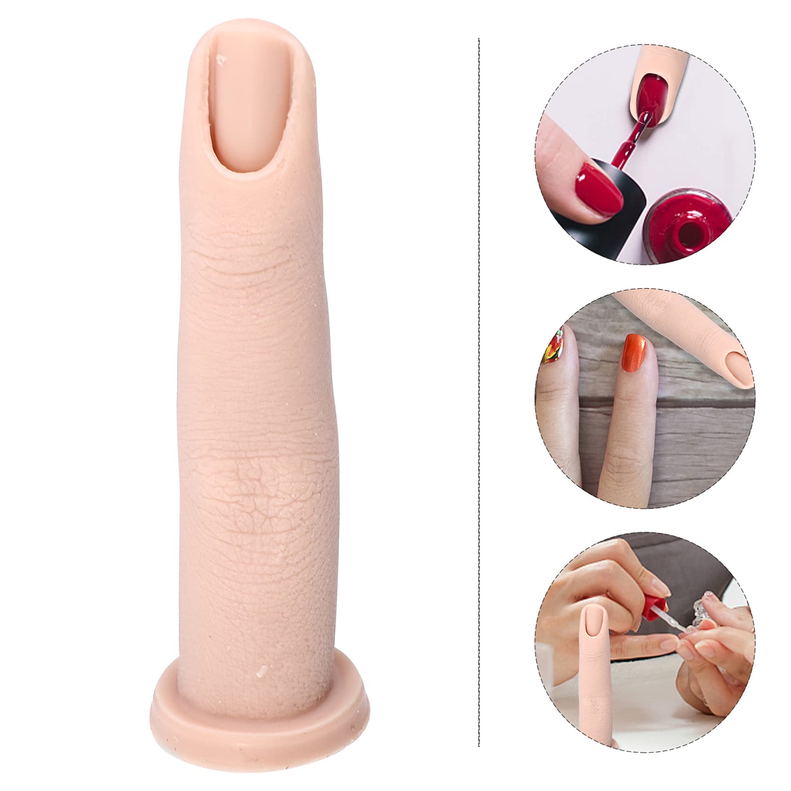 1pc Nail Art Training Hand Model - Platinum Silicone Finger Display Stand for Acrylic Nails, False Nail Tips & Manicure Practice - Perfect for Nail Salons, Beauty Schools & Home Nail Art Training