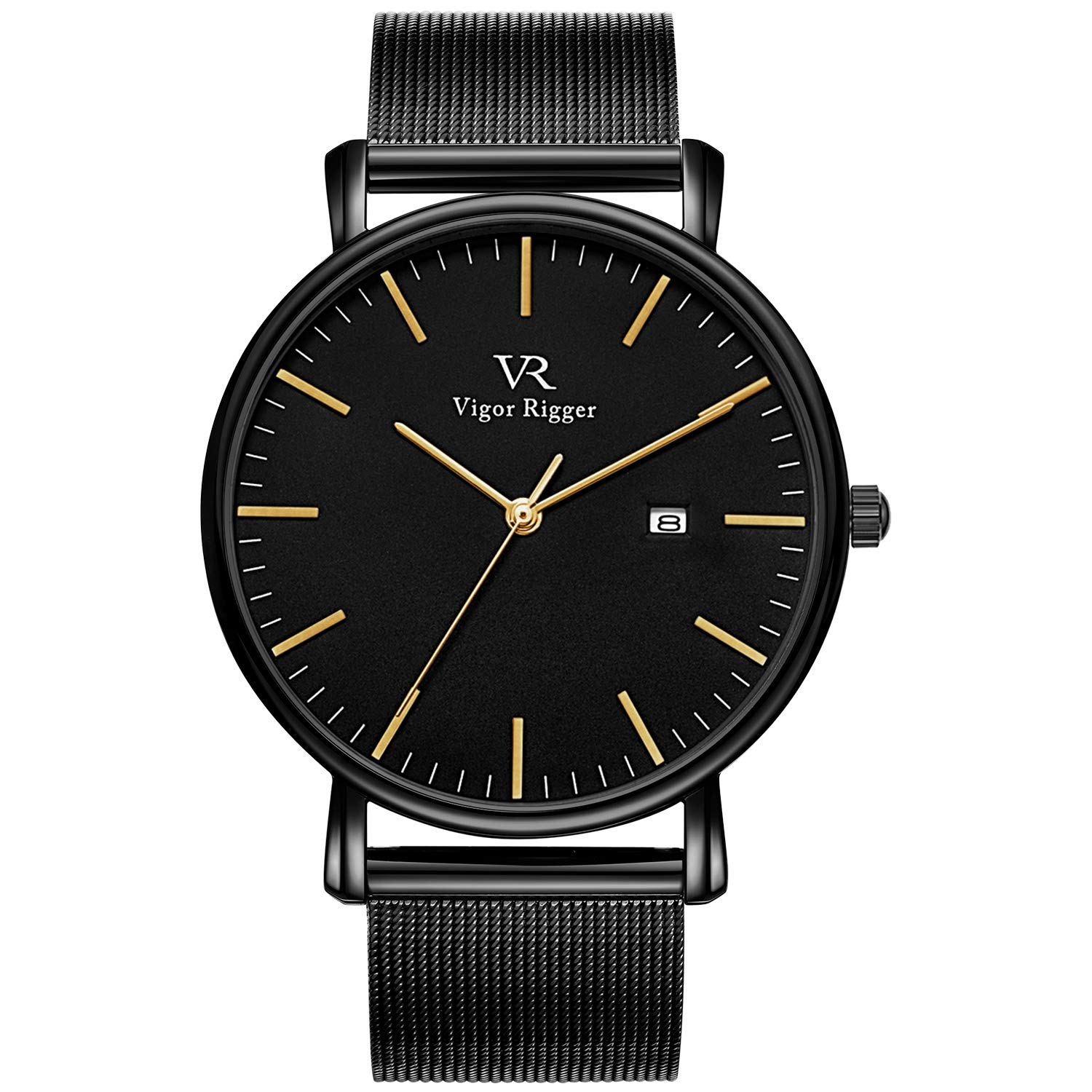 Vigor Rigger Men's Watch - Slim Minimalist Quartz Watch with Mesh Strap - Perfect for Business, Casual & Everyday Wear