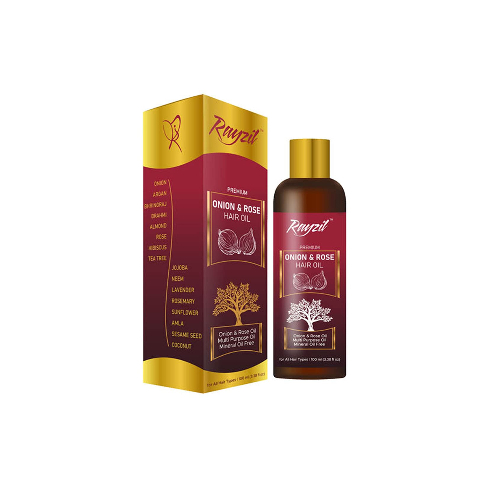 Organic Onion Hair Oil 100ml for Hair Growth & Scalp Care - Natural Hair Loss Treatment with Onion Extract - Pack of 1 | Promotes Thicker, Stronger Hair for Men & Women - Daily Hair Care Essential