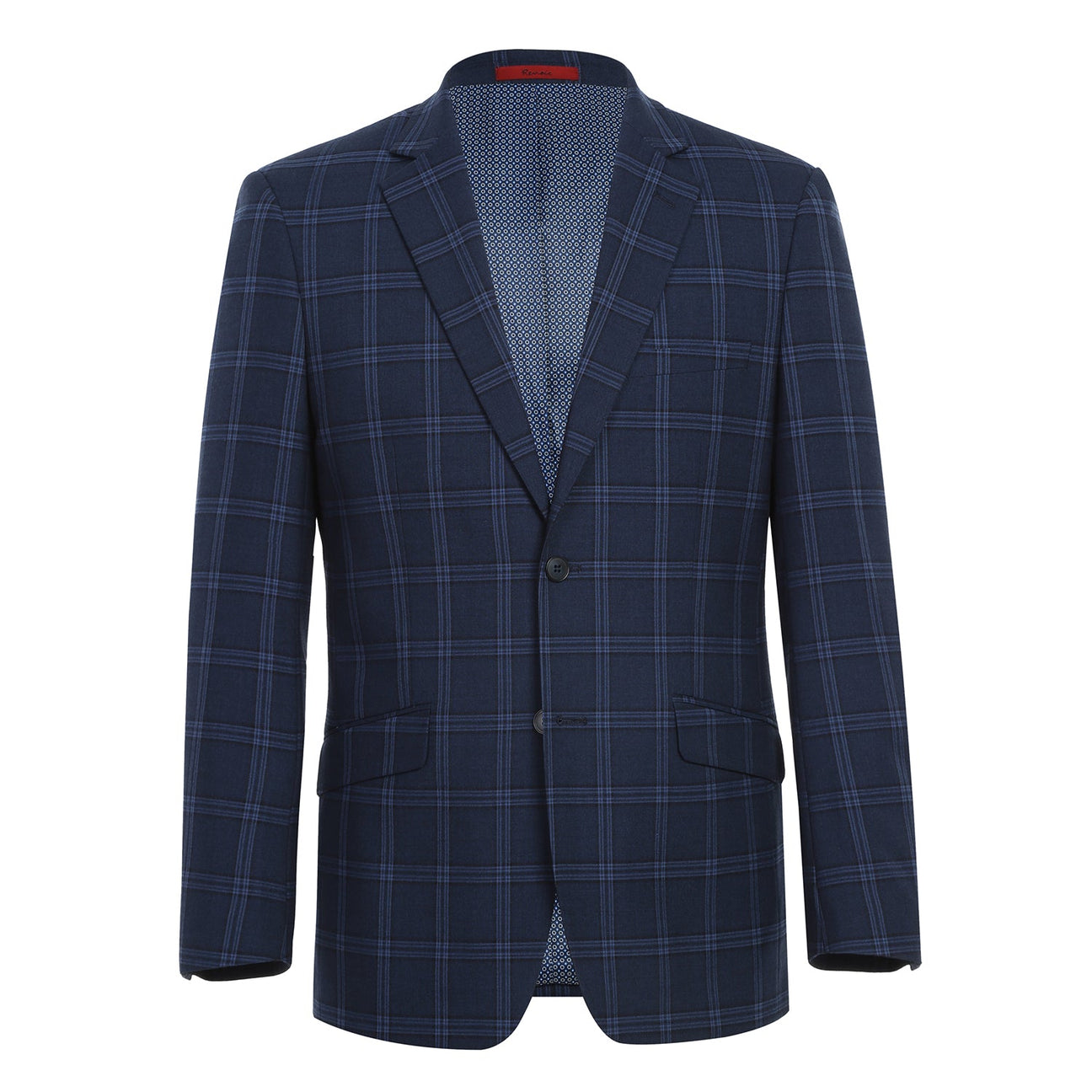 Renoir Alessandro Vitello Slim Fit Checked Navy Suit | Premium Men's Business Attire | Perfect for Office Meetings, Weddings & Formal Events