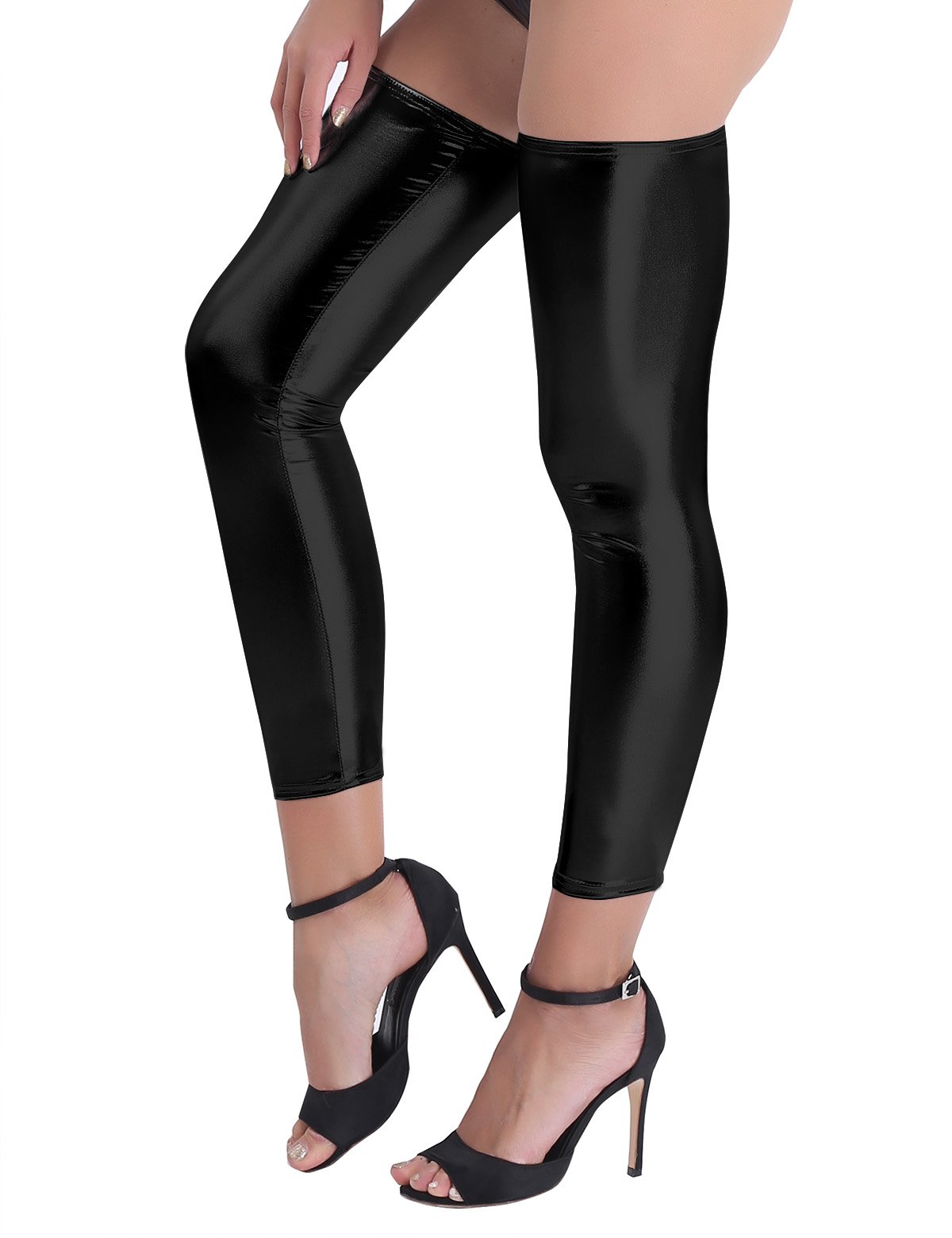 Sexy Wet Look Spandex Thigh High Stockings for Women - Footless Leg Wraps, Stretchy & Comfortable - Perfect for Cosplay, Dance, Halloween & Night Out