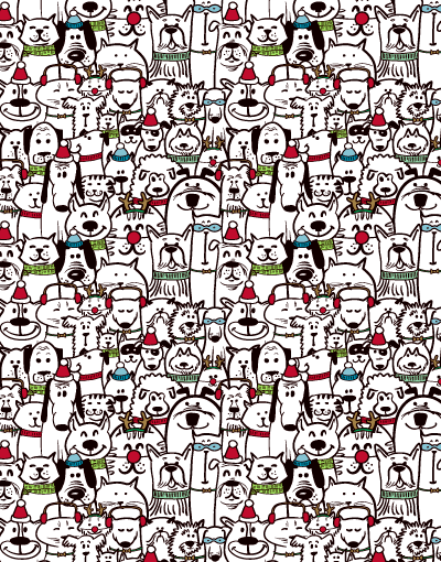 Festive Dog-Themed Scalloped Tissue Paper for Gift Wrapping, Party Decorations & Holiday Crafts - Red & Green Holiday Design