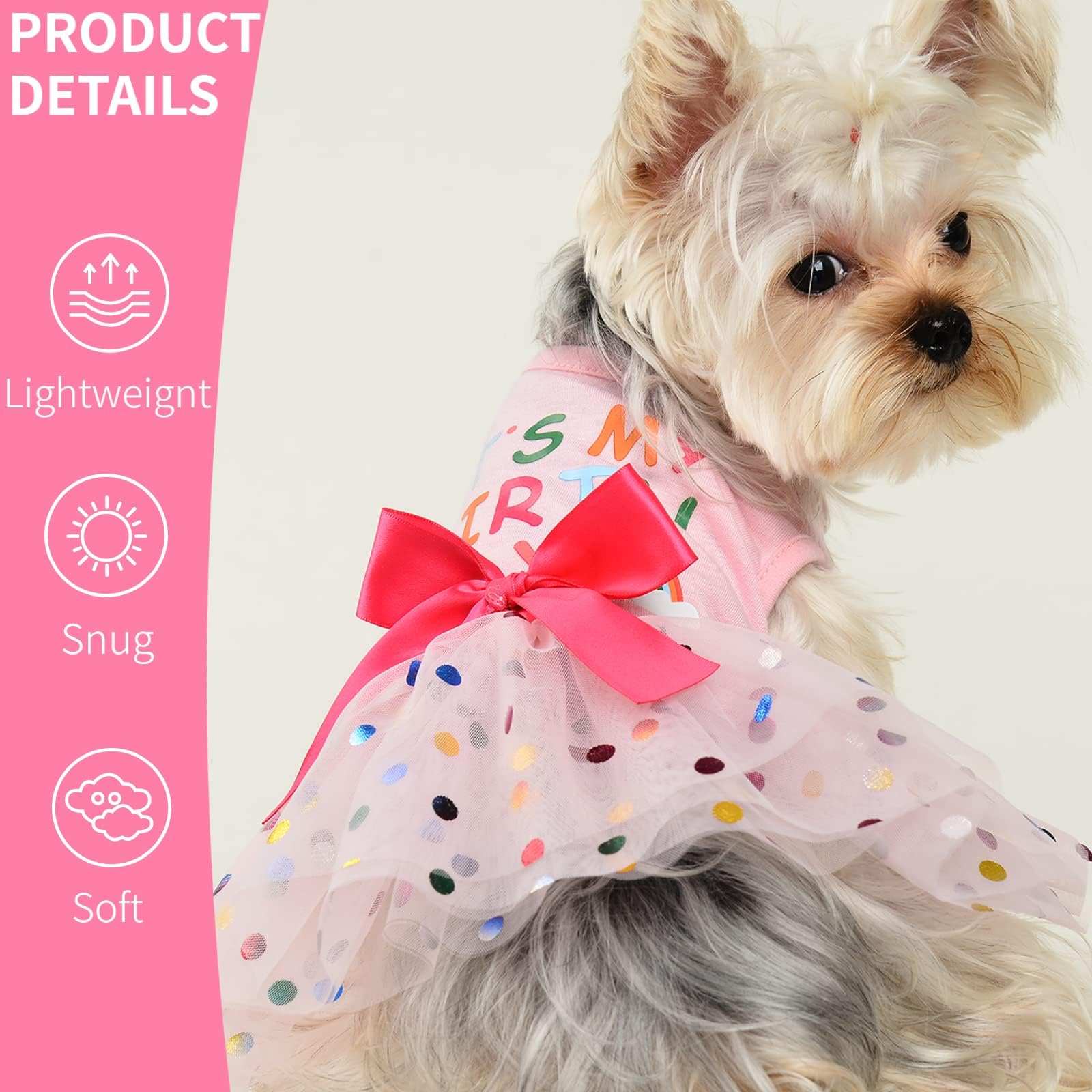 Small Dog Dresses for Puppies - Cute Pet Costume Clothes for Chihuahua, Yorkie & Cats | Summer & Spring Apparel | Pink Birthday Outfit (XS) | Perfect for Parties, Photo Shoots & Special Occasions