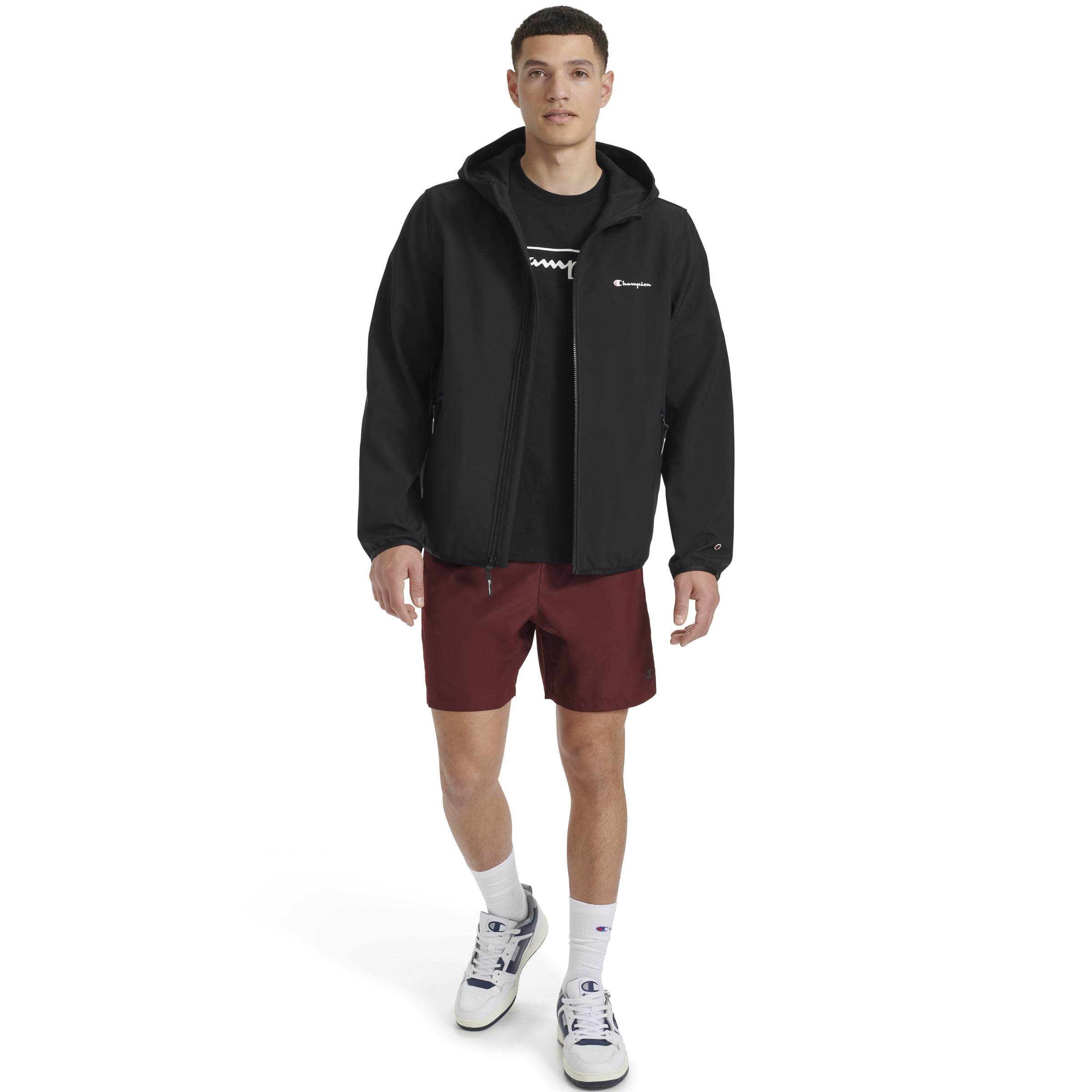 Champion Men's Lightweight Active Soft Shell Jacket with Hood - Waterproof Windbreaker for Running, Hiking & Outdoor Sports