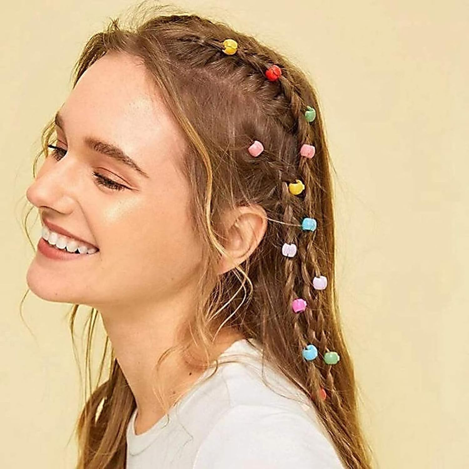 AKADO Mini Beads Hair Claw Clip - Colorful Plastic Hair Accessories for Women & Girls (30 Pack) - Cute Round Hair Clips for School, Parties & Everyday Styling