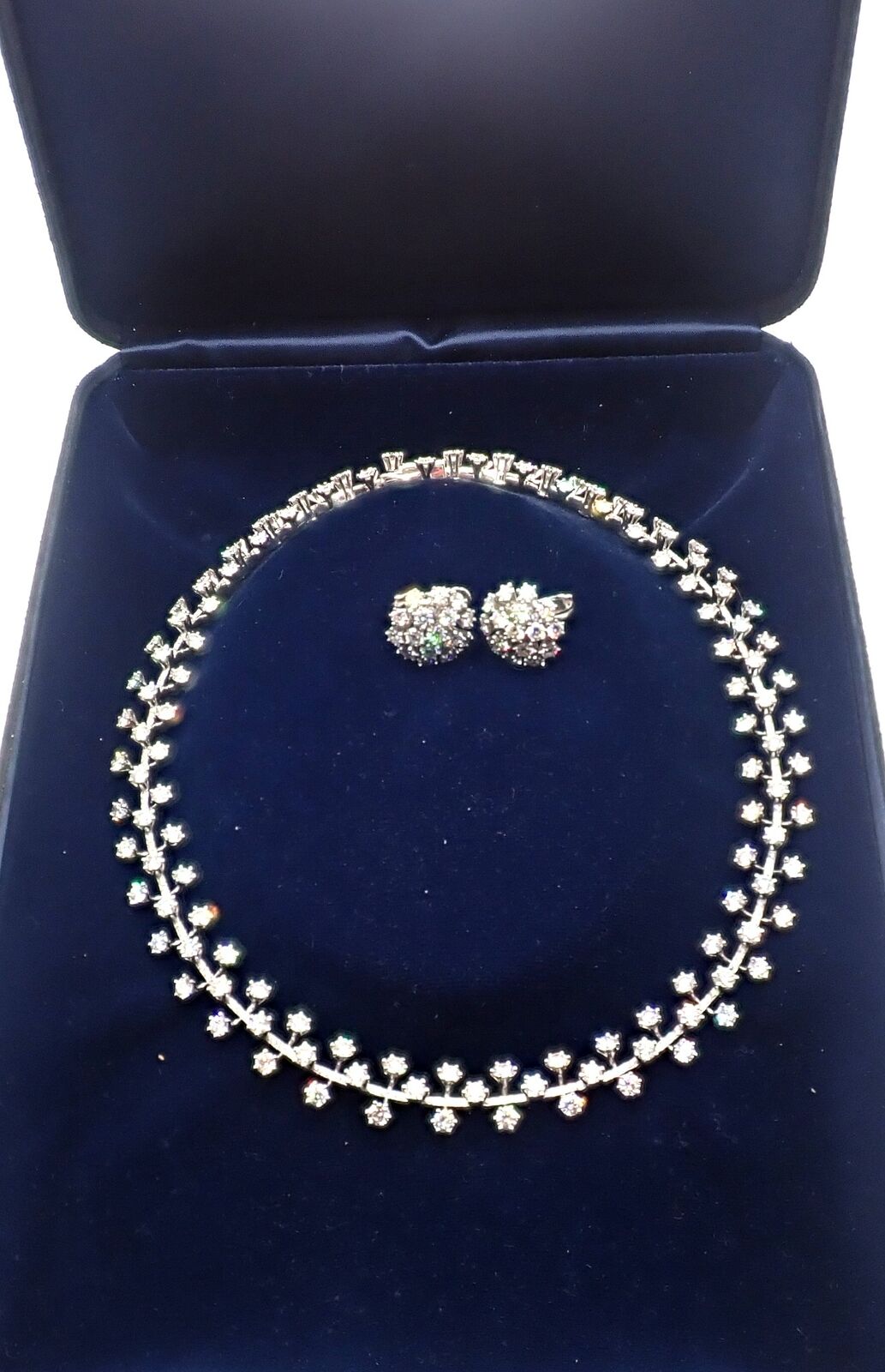 Authentic Tiffany & Co. Platinum Diamond Necklace & Earrings Set - Luxury Jewelry for Women, Perfect for Weddings, Anniversaries & Special Occasions