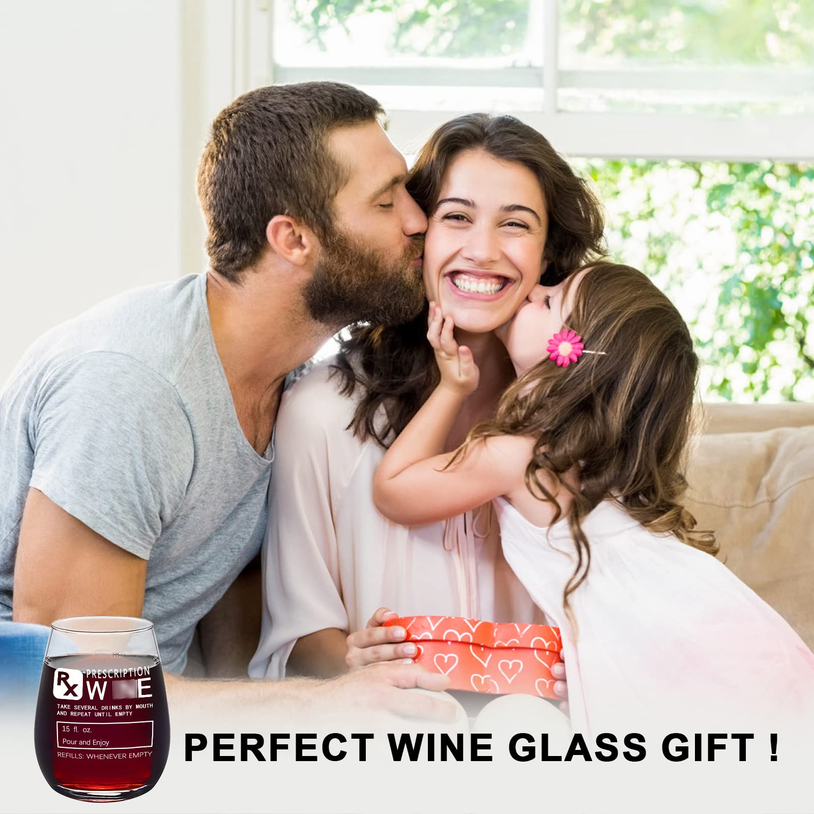 Gtmileo Funny Prescription Stemless Wine Glass - 15Oz Unique Gift for Wine Lovers, Doctors, Nurses & Pharmacists | Perfect for Nurses Day, Birthdays, Christmas & Wine Tasting Parties