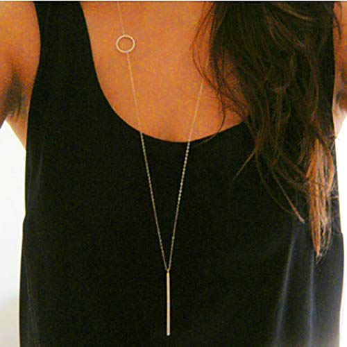Abien Boho Bar Pendant Necklace - 18K Gold Plated Long Chain Statement Jewelry for Women & Teens | Perfect for Layering, Casual Wear & Boho Fashion Outfits