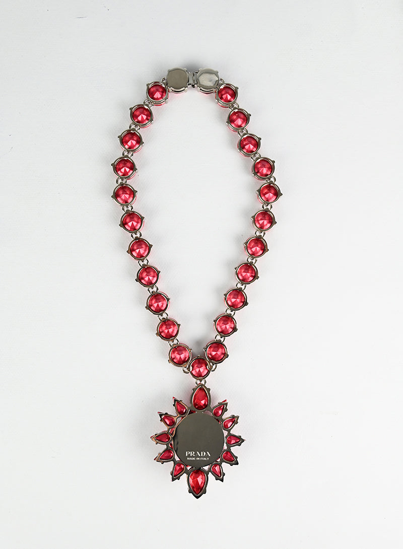 Prada Maxi Crystal Flower Necklace - Luxury Rhinestone Collar for Women | Perfect for Evening Parties, Weddings & Special Occasions