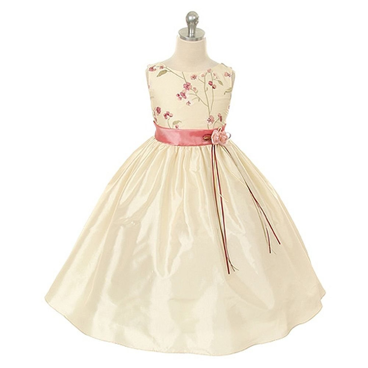 Kids Dream Ivory Rose Taffeta Flower Girl Easter Dress for Girls Age 10 - Perfect for Weddings, Easter Celebrations & Special Occasions