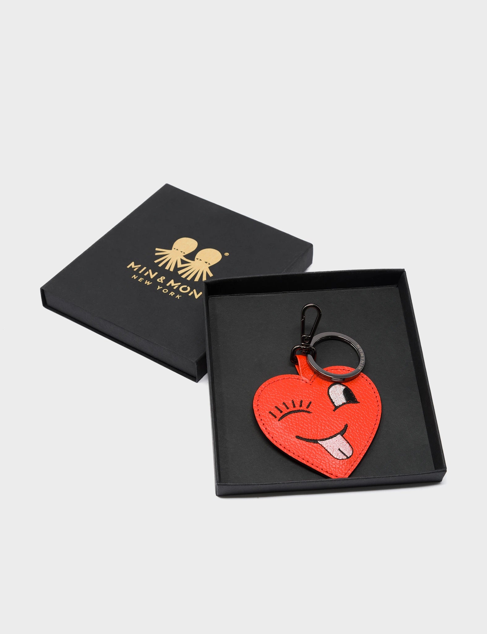 Hearty Smile Charm Fiesta Red Leather Keychain - Durable & Stylish Key Ring for Women & Men - Perfect for Gifts, Party Favors & Everyday Use